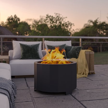 Flash Furniture 27 Black Outdoor Smokeless Fire Pit BLN-HY-B-2201FP-03PC-BK-GG